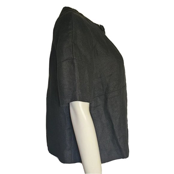 PRINGLE of SCOTLAND Solid Black Linen Short Sleeve Cardigan Womens UK 10 US 6 - Picture 4 of 7